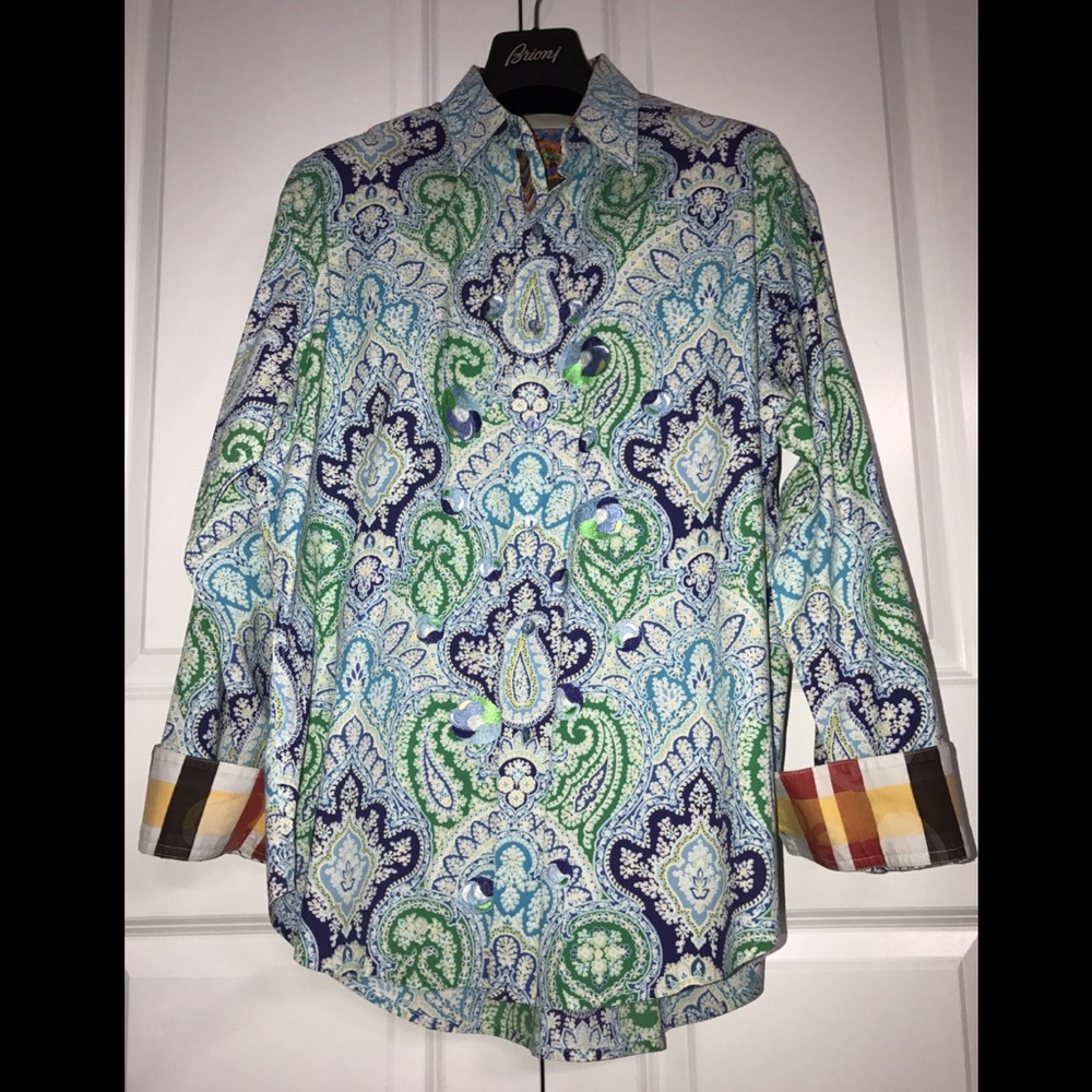 Robert Graham Shirt Mens Button Down Size L